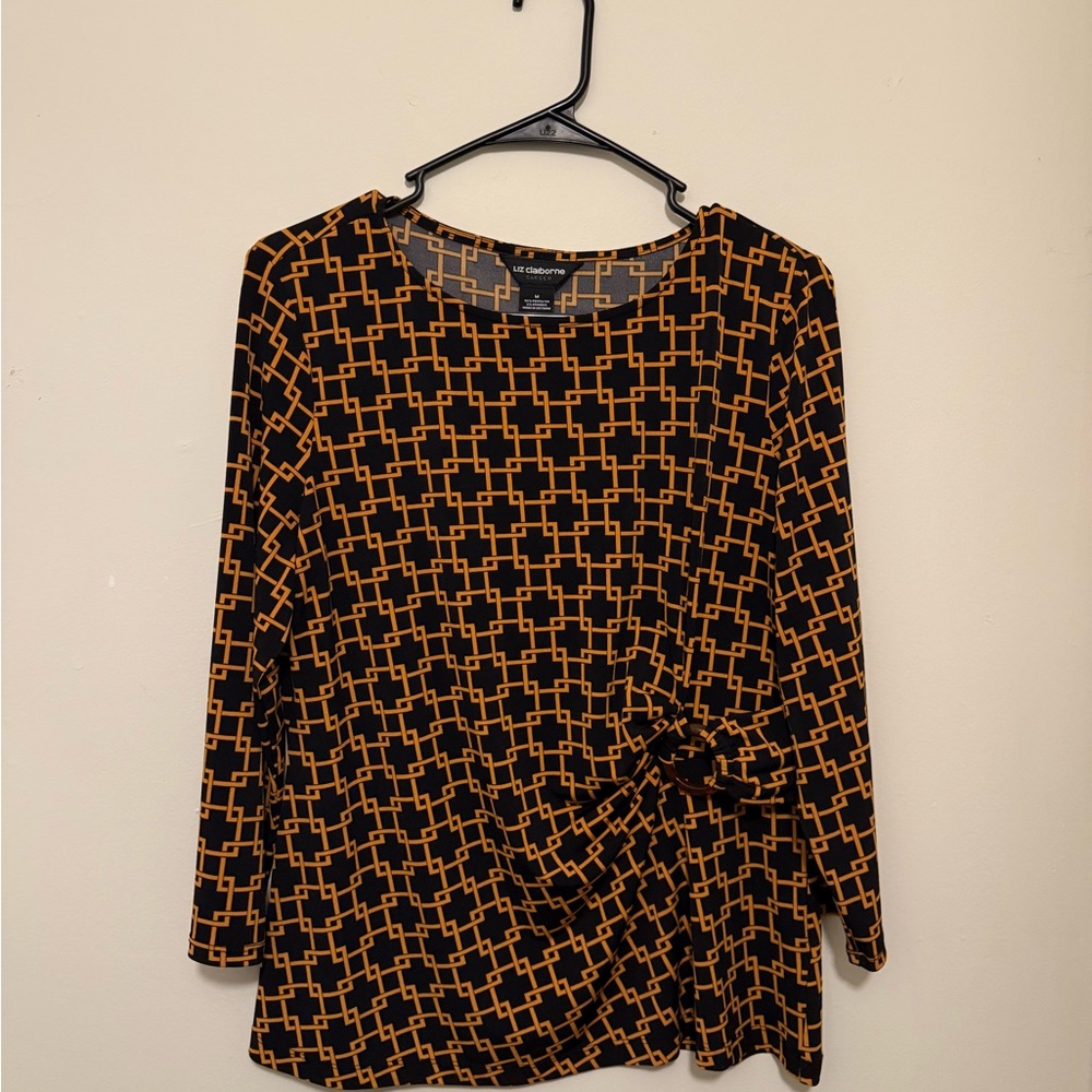 Chic Black and Orange Geometric Women's Top